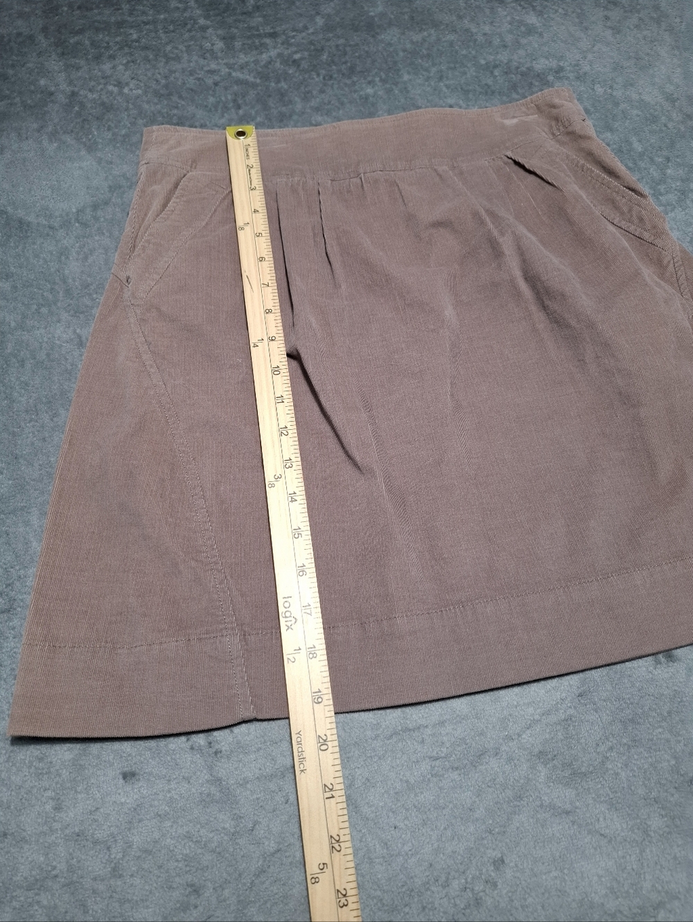 GARNET HILL Corduroy Mini Skirt Sz 8 Taupe Brown Pockets Preppy Casual Academy - Picture 5 of 8